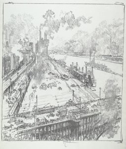 El Malecón desde el Puente Eads, St. Louis de Joseph Pennell