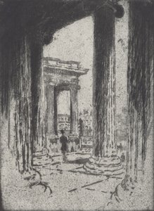 El pórtico, Museo Británico, 1905 de Joseph Pennell