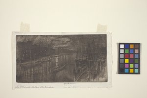 El Támesis bajo el puente (aguafuerte) de Joseph Pennell