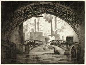 Bajo los puentes, Chicago de Joseph Pennell