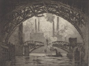 Bajo los Puentes, Chicago, 1910 de Joseph Pennell