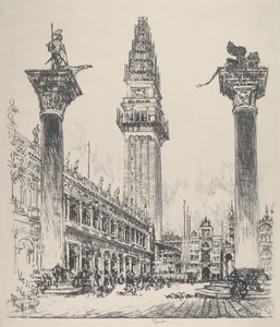 Venecia, reconstrucción del Campanile de Joseph Pennell