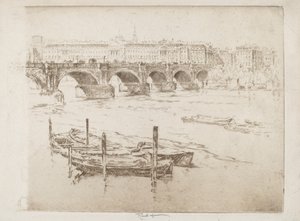 Puente de Waterloo y Casa Somerset de Joseph Pennell