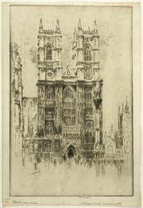 Fachada oeste, Abadía de Westminster de Joseph Pennell