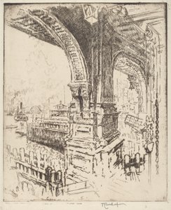 Dentro del ferry, Cortlandt Street, Nueva York de Joseph Pennell