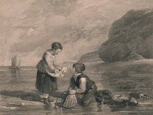 Jóvenes pescadores de camarones, principios del siglo XIX de Joseph Phelps