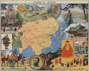 China y Japón (litografía en color)