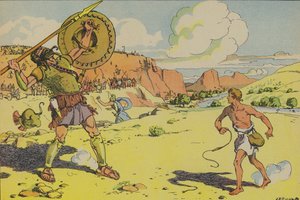 David y Goliat (litografía en color) de Joseph Porphyre Pinchon
