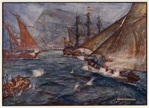 El cúter británico Buck elude el bloqueo español de Gibraltar
