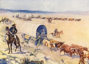 Los Voor-Trekkers (litografía en color)