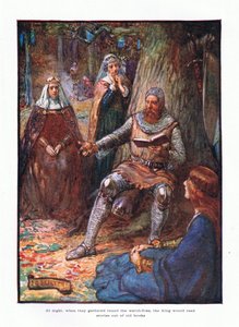 Por la noche, cuando se reunían alrededor de las hogueras, el rey leía historias de libros antiguos de Joseph Ratcliffe Skelton