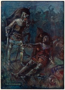 James, Conde de Douglas, en la batalla de Otterburn de Joseph Ratcliffe Skelton