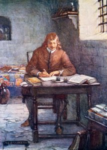 John Bunyan escribiendo El progreso del peregrino mientras está en prisión