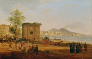 El golfo de Nápoles con escenas de la vida popular de Joseph Rebell