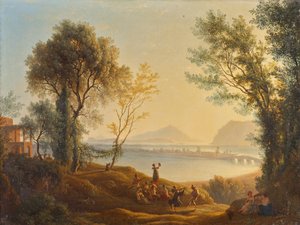 paisaje italiano con puesta de sol de Joseph Rebell