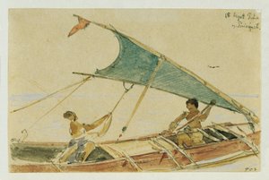 Boot vor der Insel Puinipet (Ponape), Islas Carolinas de Joseph Selleny