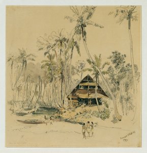 La casa del misionero en la isla Puinipet (Ponape), Islas Carolinas de Joseph Selleny