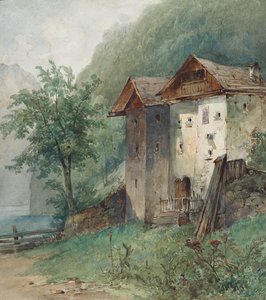 Casas en un lago de montaña de Joseph Selleny