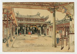 Patio de un templo chino en Singapur. de Joseph Selleny