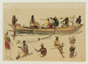 Estudio de barcos y barqueros en Ceilán de Joseph Selleny