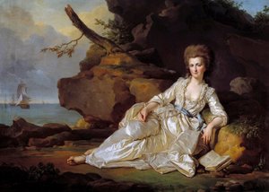 Retrato de la Duquesa de Chartres (1753-1821) en presencia del buque el Espíritu Santo que lleva al Duque de Chartres a la Batalla de Ouessant de Joseph Siffred Duplessis