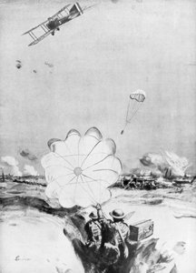 Avión suministrando municiones a la línea del frente británica, Primera Guerra Mundial, 1914-1918 de Joseph Simpson