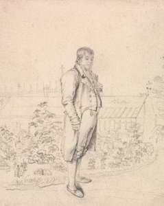 Boceto de Sir Walter Scott en un jardín
