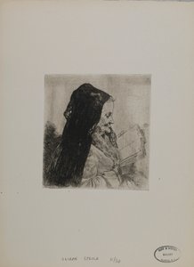 Sin título: anciana leyendo de Joseph Stella