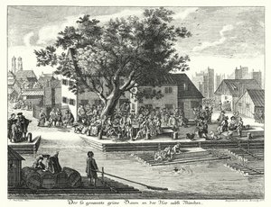 La posada Gruene Baum (Árbol Verde) cerca de Múnich (grabado) de Joseph Stephan