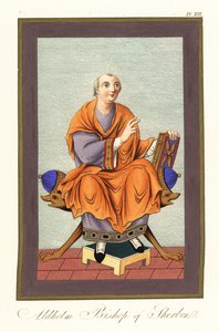 Aldhelm, obispo de Sherborn c639-709 ,1851 (grabado) de Joseph Strutt