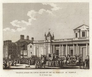 Multitudes se reúnen alrededor del carruaje que lleva a Luis XVI y su familia de Joseph Swebach Desfontaines