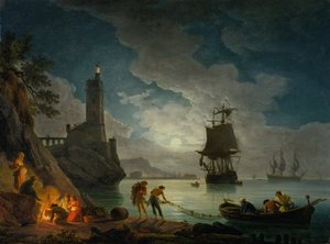 Un puerto a la luz de la luna