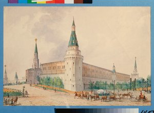 La Plaza de la Resurrección y el Jardín de Alejandro en Moscú (La Plaza de la Resurrección y el Jardín de Alejandro en Moscú) - Obra de Joseph Vivien (1793-1852), acuarela sobre papel, arte polaco del siglo XIX, clasicismo - Museo Estatal de Historia, Mosk de Joseph Vivien