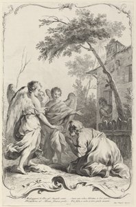 Abraham arrodillado ante los tres ángeles de Joseph Wagner