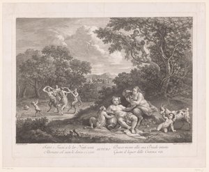 Paisaje con Baco y Sátiros danzantes y Ménades Otoño Autotuno (título sobre objeto) de Joseph Wagner