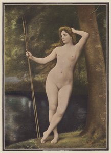 Una ninfa cazadora (litografia en color) de Joseph Wencker