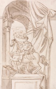 Estudio de la estatua de Carlomagno de Agostino Cornacchini, Basílica de San Pedro, Roma de Joseph Wilton