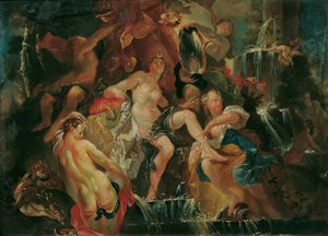 El Baño de Diana (Reverso: La Educación del Niño Baco) de Joseph Winterhalder d. J.