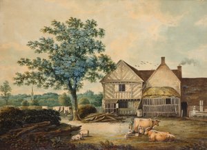 Patio de Granja cerca de Aston Hall de Joseph Wright