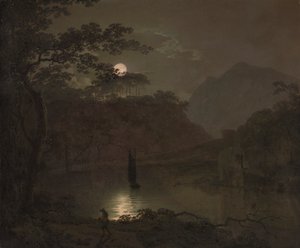 Un lago a la luz de la luna