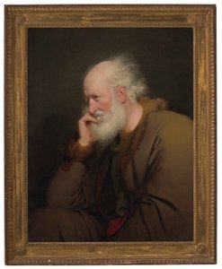 Un anciano, de medio cuerpo, con un abrigo forrado de pieles de Joseph Wright of Derby