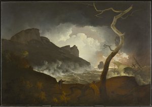 Antígono en la tormenta (Acto III, escena iii, de El cuento de invierno de Shakespeare), 1790-92 de Joseph Wright of Derby
