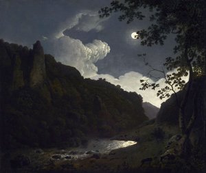 Dovedale a la luz de la luna de Joseph Wright of Derby