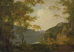 Escena del lago de Joseph Wright of Derby