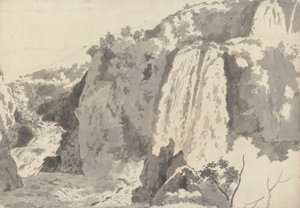 Paisaje rocoso con cascadas de Joseph Wright of Derby
