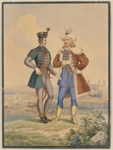Husar y otomano frente a una ciudad de Joseph Zahradniczek the Elder