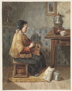 Chica sentada en un taburete de Joseph de Groot