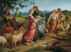 Jacob se encuentra con Raquel en los rebaños de su padre de Joseph von Fuhrich