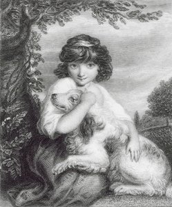 Ámame, ama a mi perro (grabado) de Joshua (after) Reynolds