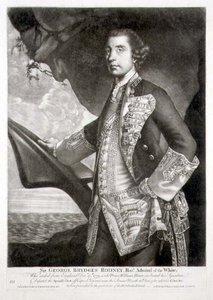 Retrato de Sir George Brydges Rodney (1719-92) Almirante del Blanco, grabado por William Dickinson publicado por Carington Bowles de Joshua (after) Reynolds